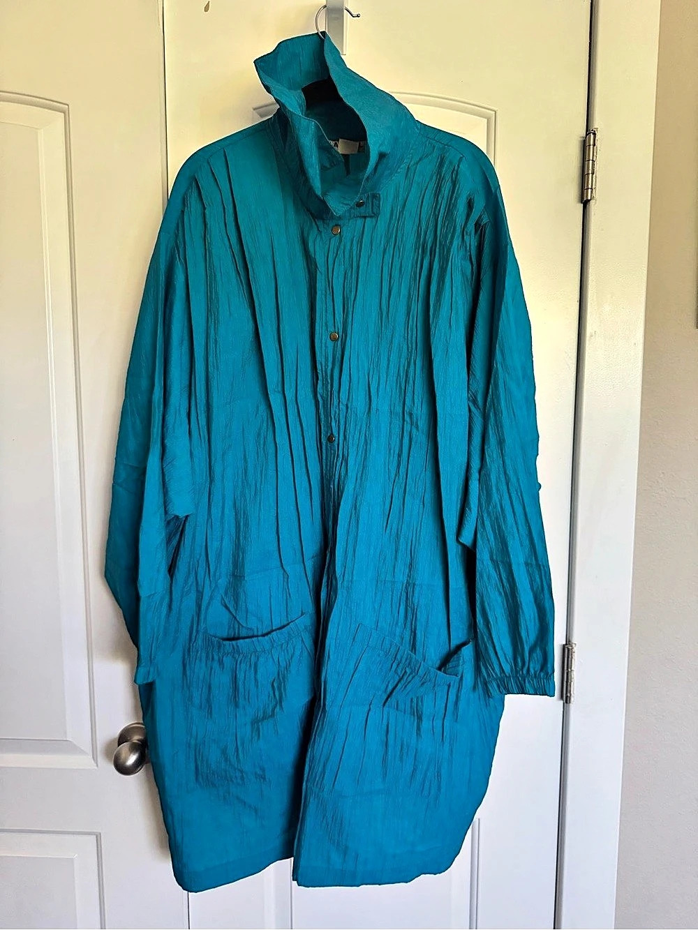Vintage 80s LAUNELL Teal Nylon Utility Jacket one size